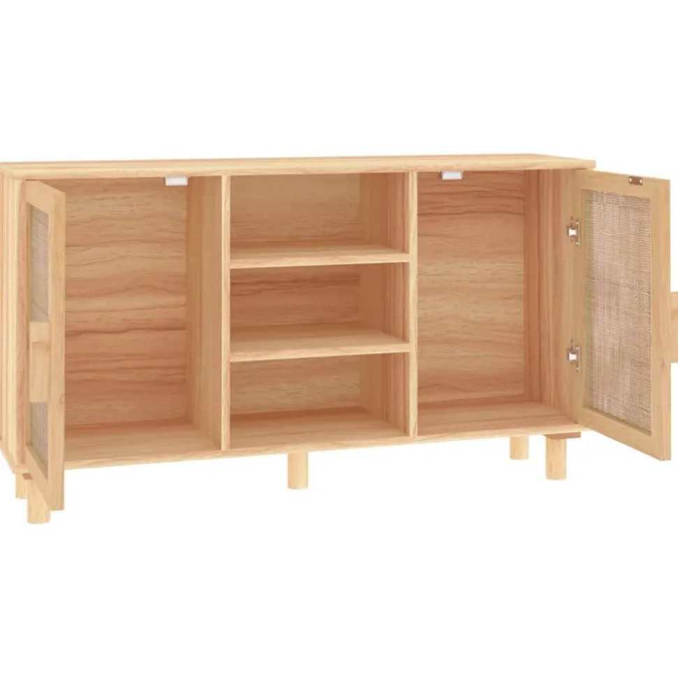 Senkki ruskea 105x30x60 cm täysi mänty ja luonnonrottinki (45641)