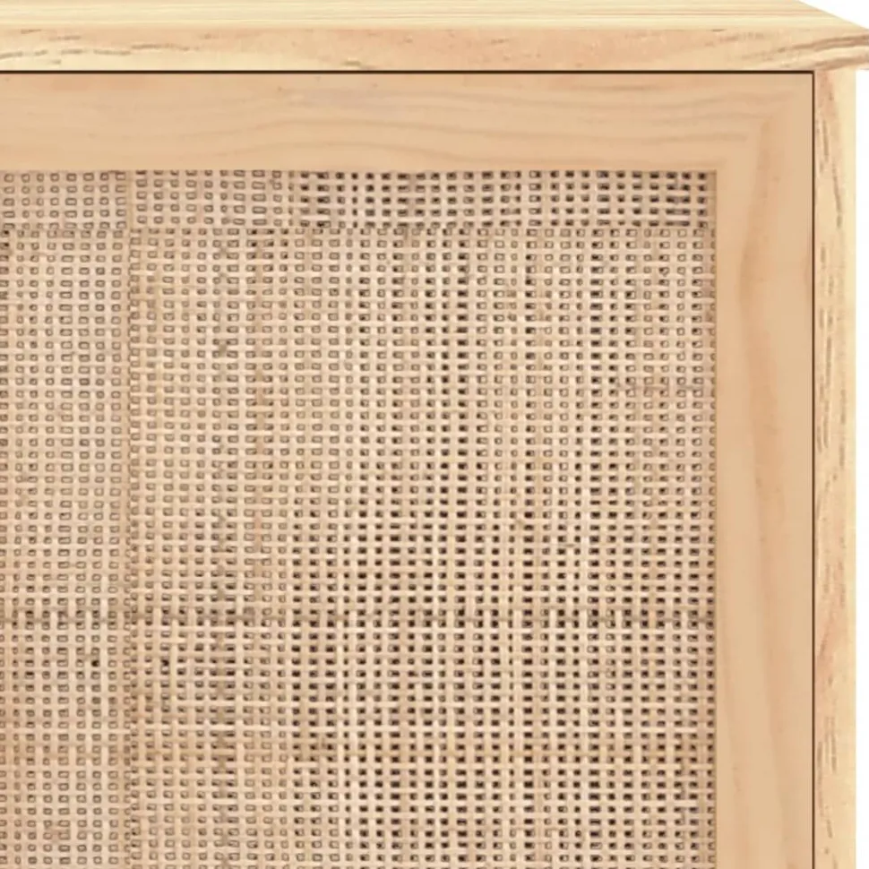 Senkki ruskea 105x30x60 cm täysi mänty ja luonnonrottinki (45641)