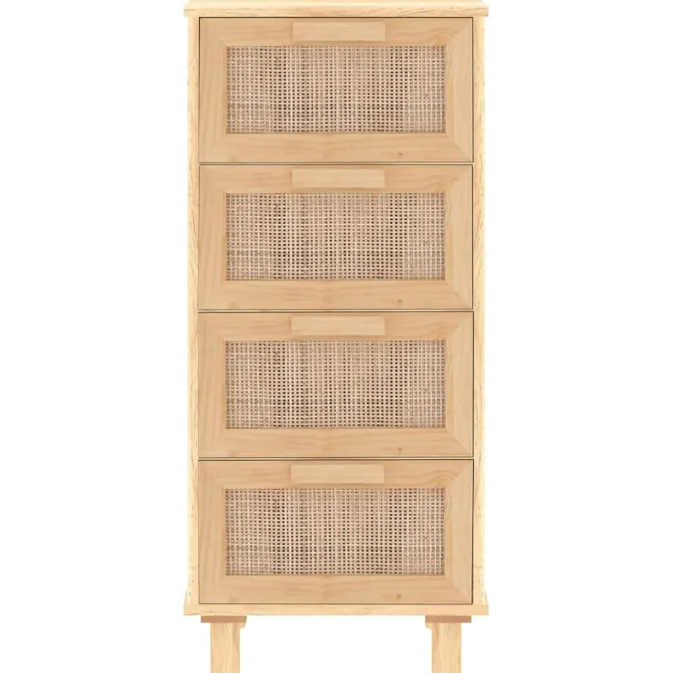 Senkki ruskea 40x30x90 cm täysi mänty ja luonnonrottinki (45644)