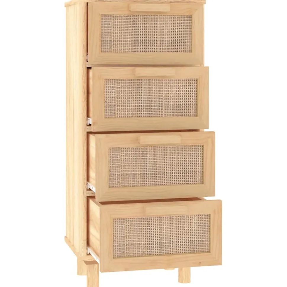 Senkki ruskea 40x30x90 cm täysi mänty ja luonnonrottinki (45644)