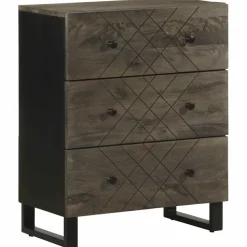 Senkkisarja 2-osainen musta 60x33x75 cm massiivipuu mango (09998)