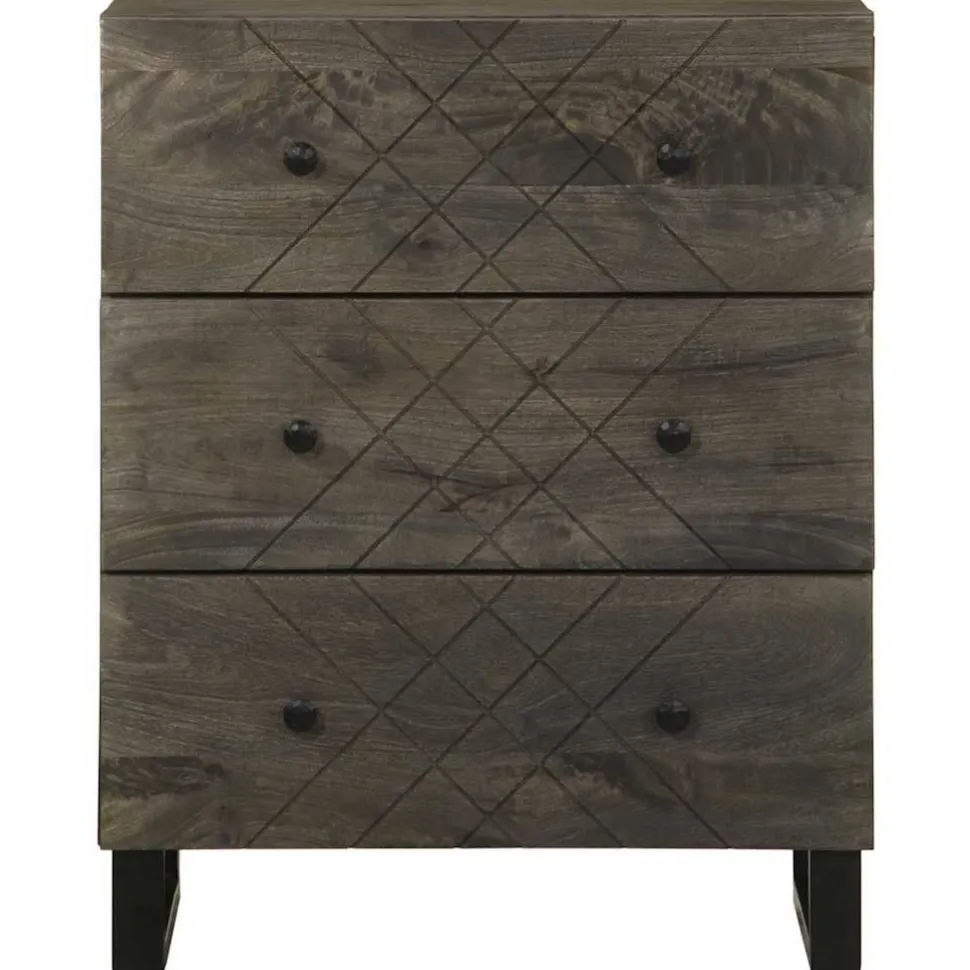 Senkkisarja 2-osainen musta 60x33x75 cm massiivipuu mango (09998)
