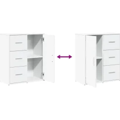 Senkkisarja 2-osainen valkoinen 60x31x70 cm tekninen puu (76553)