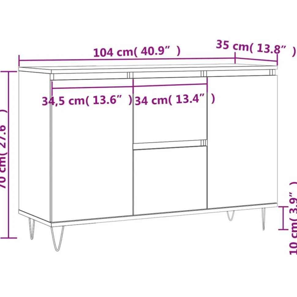 Senkki Sonoma-tammi 104x35x70 cm tekninen puu (27207)