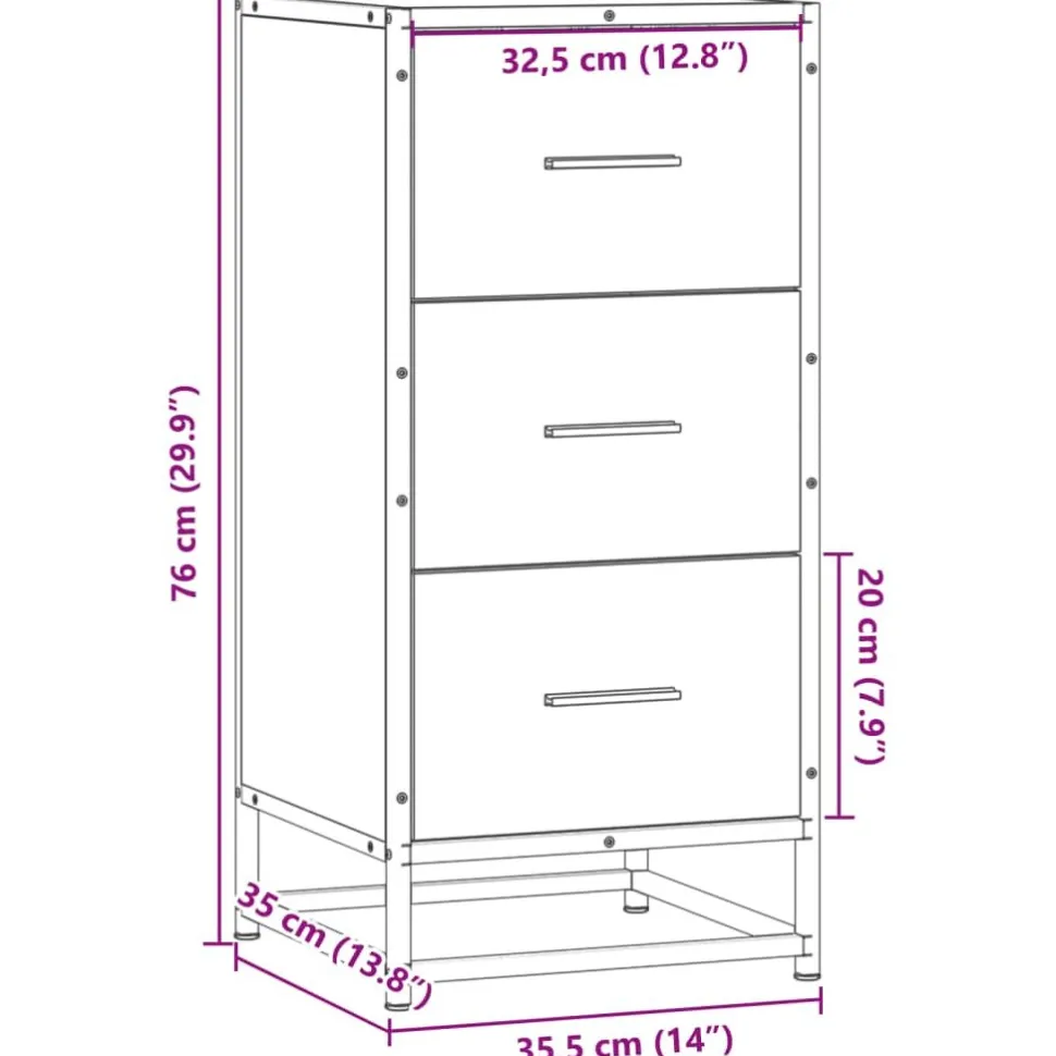 Senkki Sonoma tammi 35,5x35x76 cm tekninen puu ja metalli (48945)