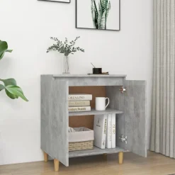 Senkki täyspuujaloilla 60x35x70cm lastulevy betoninharmaa