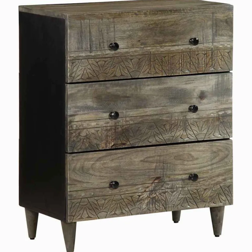 Senkki Vaaleanharmaa 60x33,5x75 cm Massiivipuu Mango (17795)