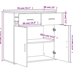 Senkki valkoinen 79x38x80 cm tekninen puu (40520)