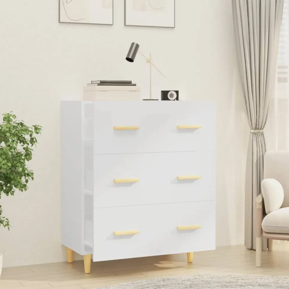 Senkki valkoinen 70x34x90 cm tekninen puu (12150)