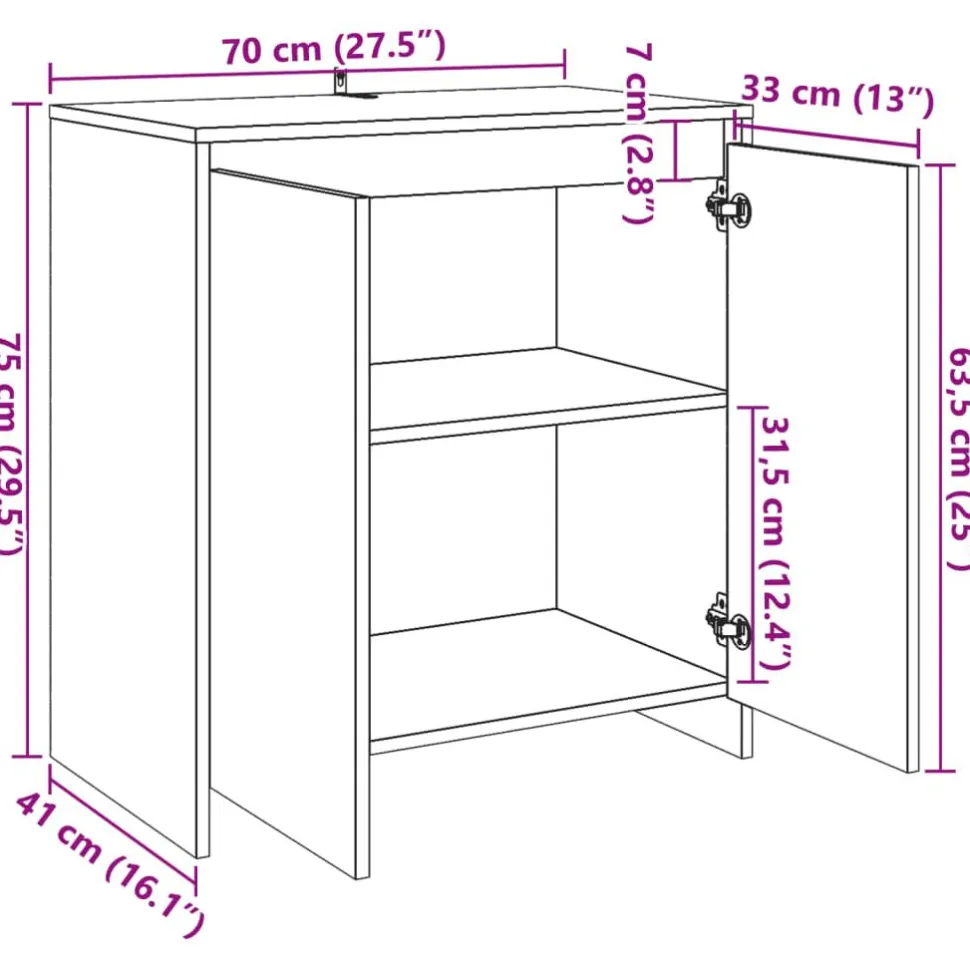 Senkki vanhaa puuta 70x41x75 cm tekninen puu (56776)