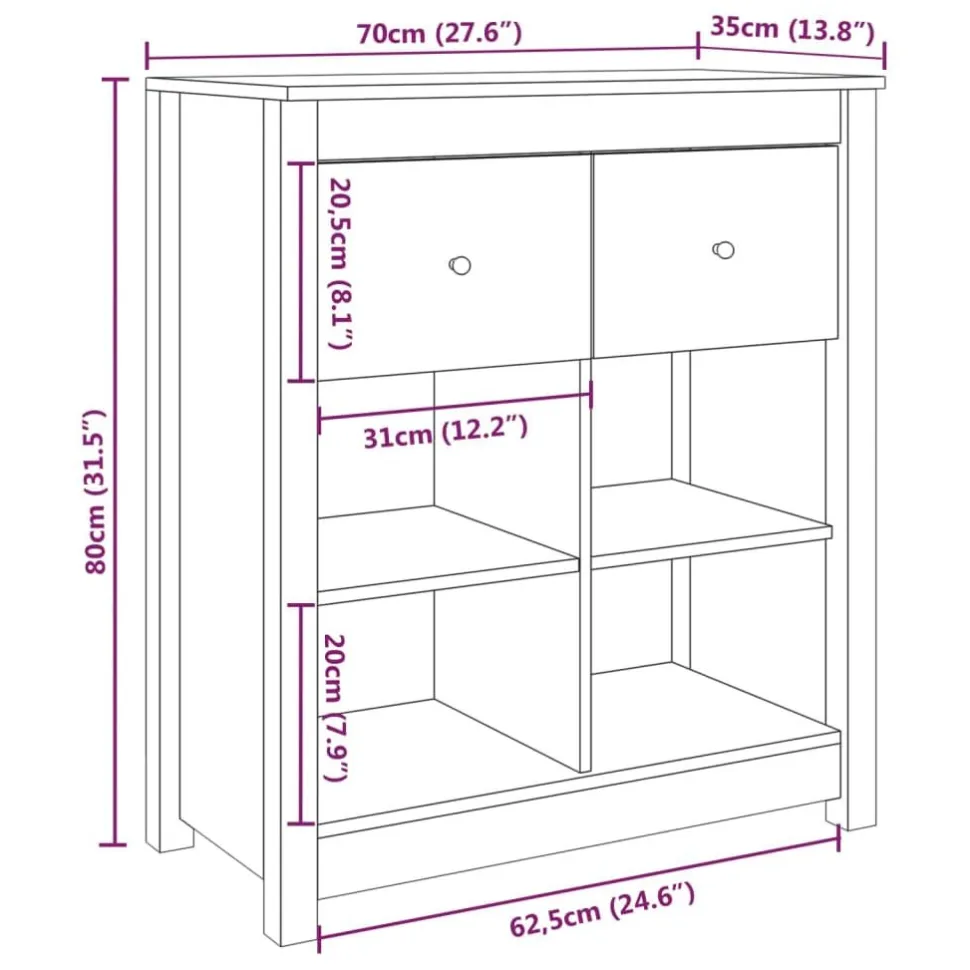 Senkki 2 70x35x80 cm mänty hunajanruskea
