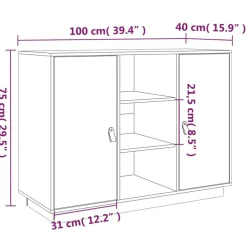 Senkki 1 100x40x75 cm mänty valkoinen