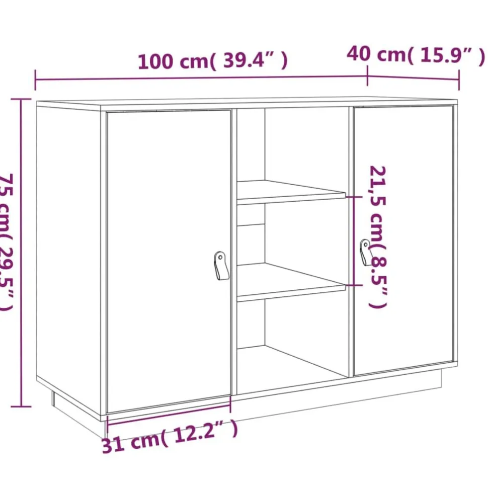 Senkki 1 100x40x75 cm mänty valkoinen