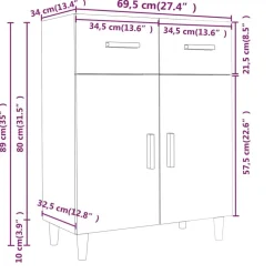 Senkki 69,5x34x89 cm tekninen puu betoninharmaa