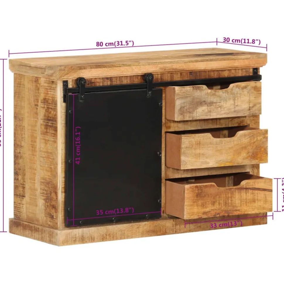 Senkki 80x30x55 cm täysi karkea mangopuu (55844)