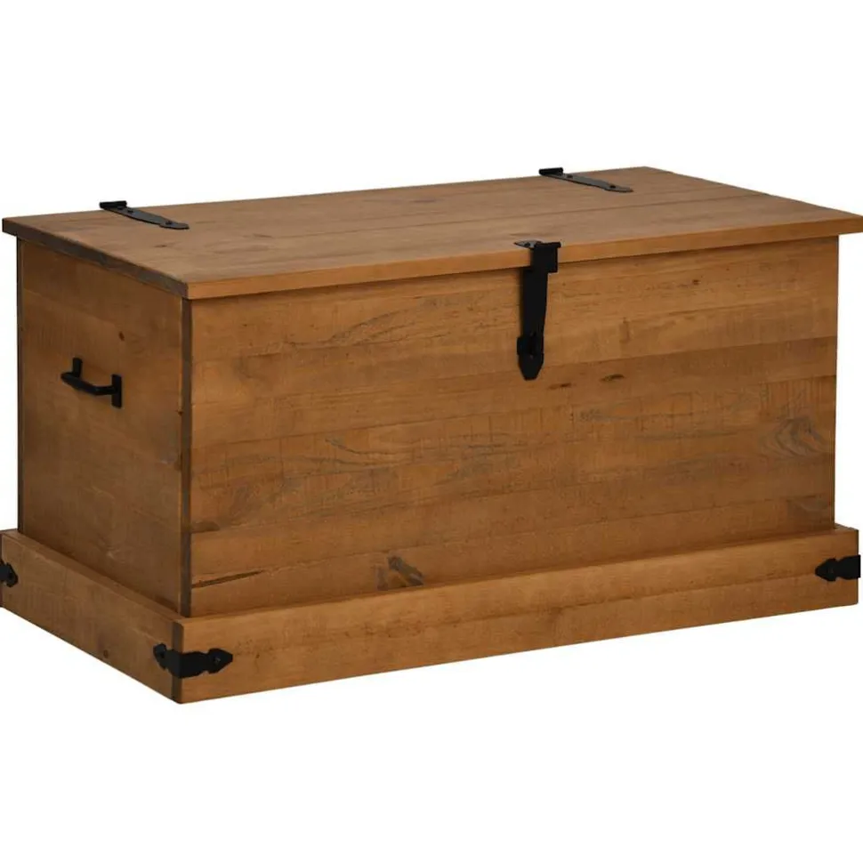 säilytysarkku HALDEN harmaa 91x48x47 cm massiivipuu mänty (18403)