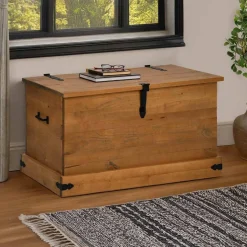 säilytysarkku HALDEN harmaa 91x48x47 cm massiivipuu mänty (18403)