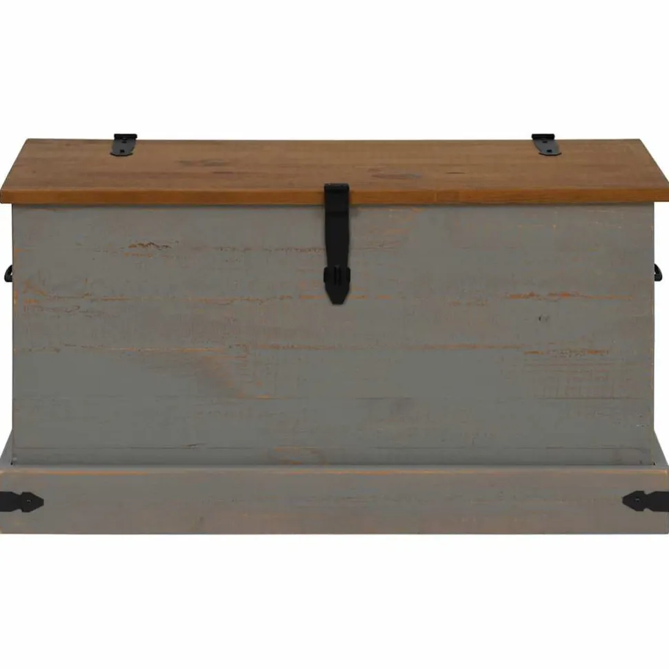 säilytysarkku HALDEN harmaa 91x48x47 cm massiivipuu mänty (18403)