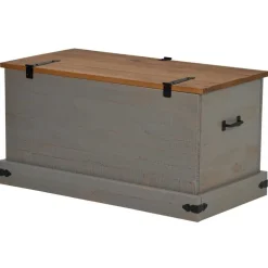 säilytysarkku HALDEN harmaa 91x48x47 cm massiivipuu mänty (18403)