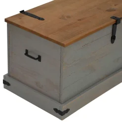 säilytysarkku HALDEN harmaa 91x48x47 cm massiivipuu mänty (18403)