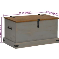 säilytysarkku HALDEN harmaa 91x48x47 cm massiivipuu mänty (18403)
