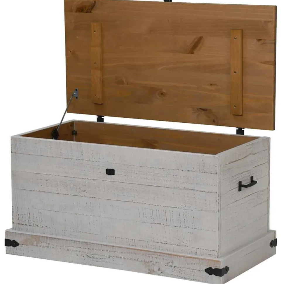 säilytysarkku HALDEN harmaa 91x48x47 cm massiivipuu mänty (18403)