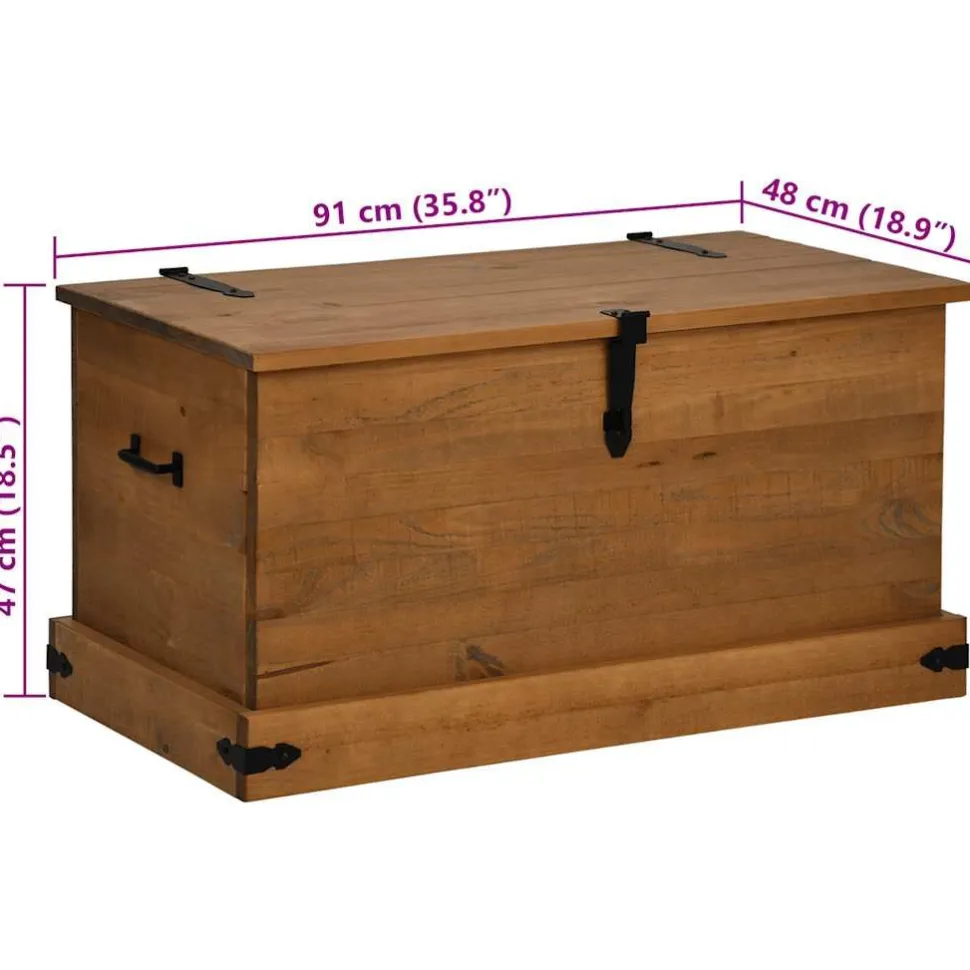 säilytysarkku HALDEN harmaa 91x48x47 cm massiivipuu mänty (18403)
