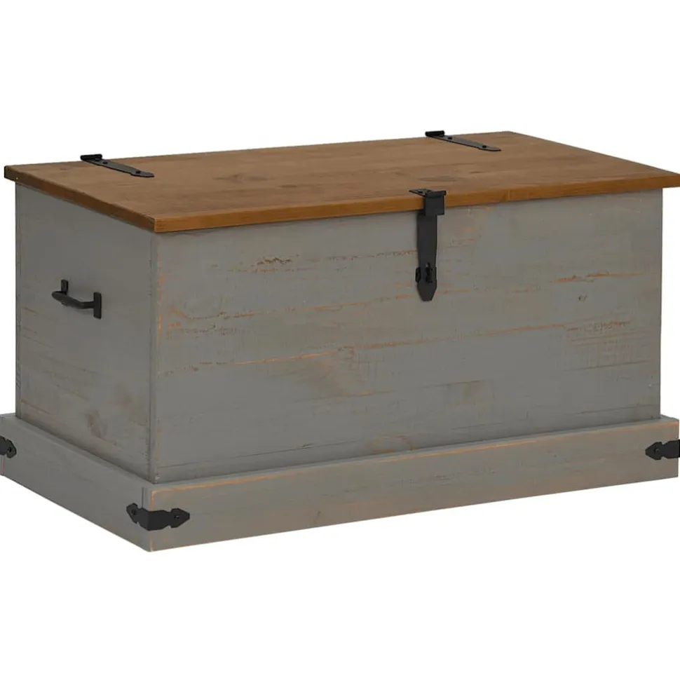 säilytysarkku HALDEN harmaa 91x48x47 cm massiivipuu mänty (18403)