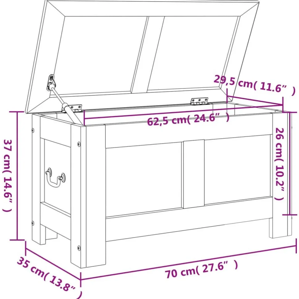 Säilytysarkku kannella ruskea täysi akasiapuu (64914)