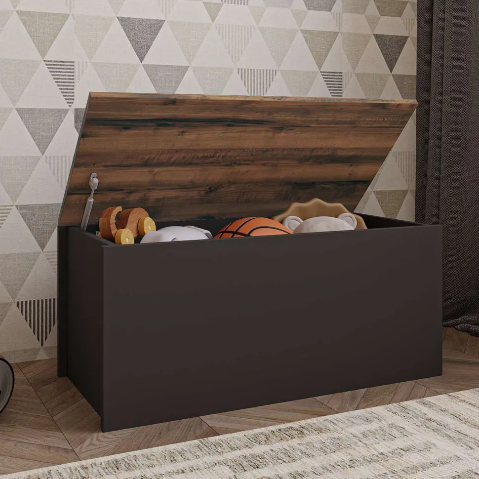 Säilytysarkku Linento Furniture Florya, valkoinen/pähkinänruskea