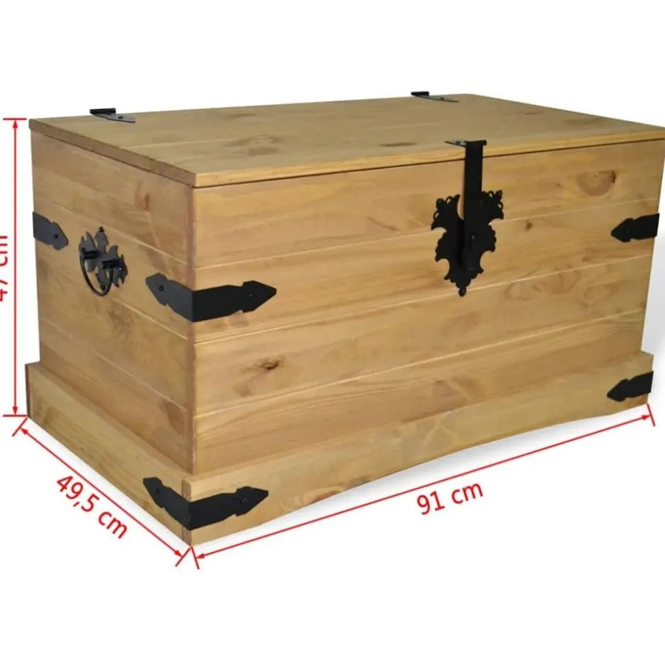 Säilytysarkku meksikon mänty corona-sarja 91x49,5x47 cm