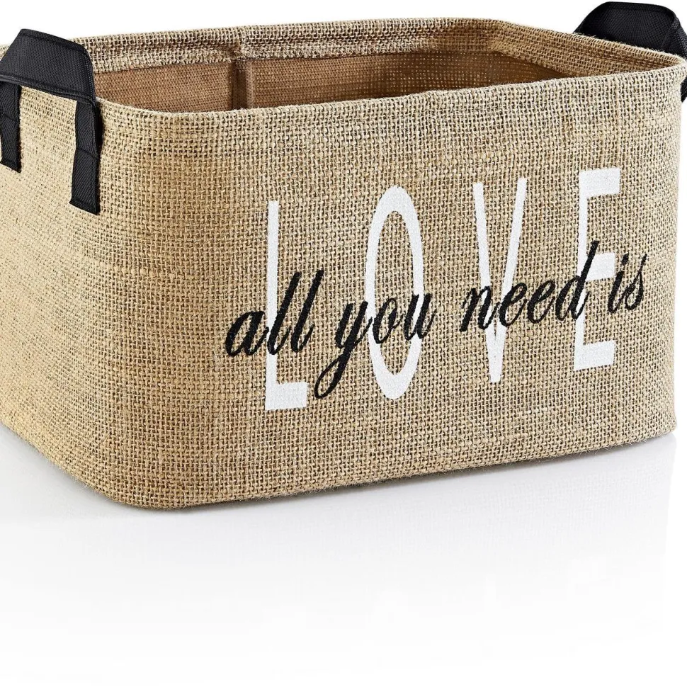 Säilytyskori Linento All You Need Is Love, 30x12x18cm, vaaleanruskea