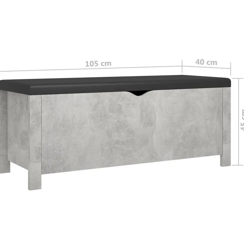 Säilytyslaatikko betoninharmaa 105x40x45 cm tekninen puu (26772)