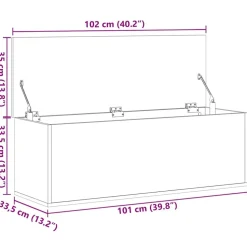 Säilytyslaatikko betoninharmaa 102x35x35 cm tekninen puu (40691)