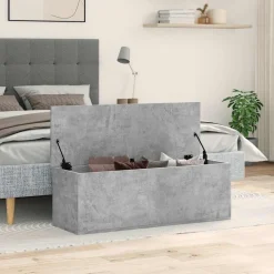 Säilytyslaatikko betoninharmaa 102x35x35 cm tekninen puu (40691)