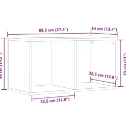 Säilytyslaatikko LP-levyille musta tammi 71x34x36 cm tekninen puu (62401)