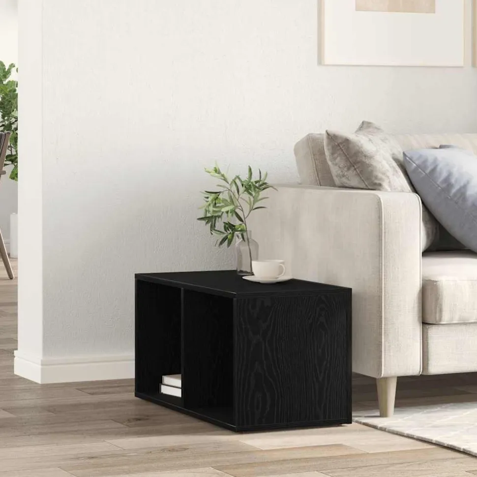 Säilytyslaatikko LP-levyille musta tammi 71x34x36 cm tekninen puu (62401)