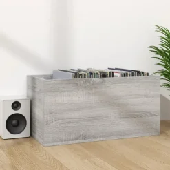 Säilytyslaatikko LP-levyille musta tammi 71x34x36 cm tekninen puu (62401)