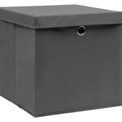 Säilytyslaatikot kansilla 10 kpl 28x28x28 cm harmaa
