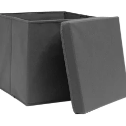 Säilytyslaatikot kansilla 10 kpl 28x28x28 cm harmaa