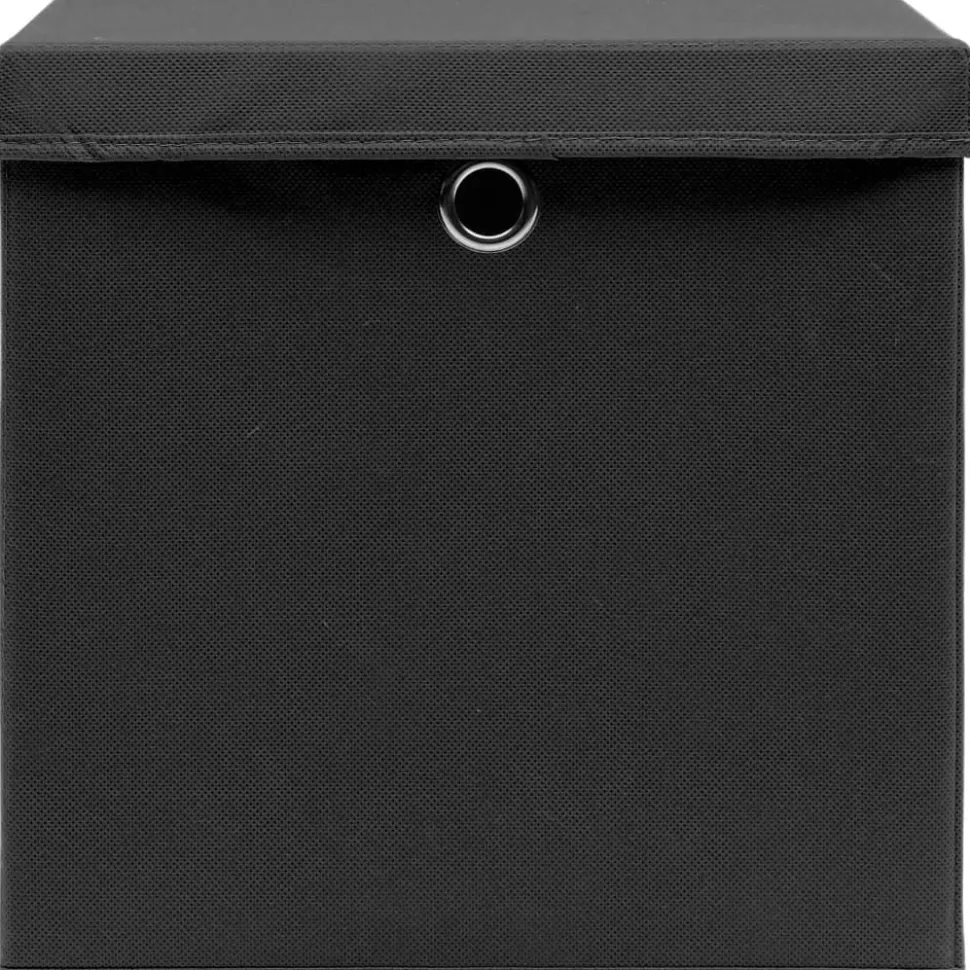 Säilytyslaatikot kansilla 4 kpl 28x28x28 cm musta