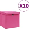 Säilytyslaatikot kansilla 10 kpl 28x28x28 cm pinkki