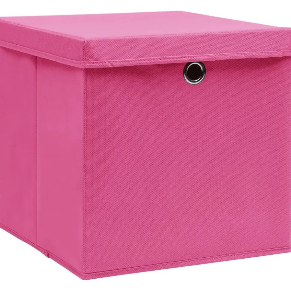 Säilytyslaatikot kansilla 10 kpl 28x28x28 cm pinkki