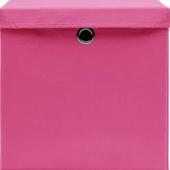 Säilytyslaatikot kansilla 10 kpl 28x28x28 cm pinkki