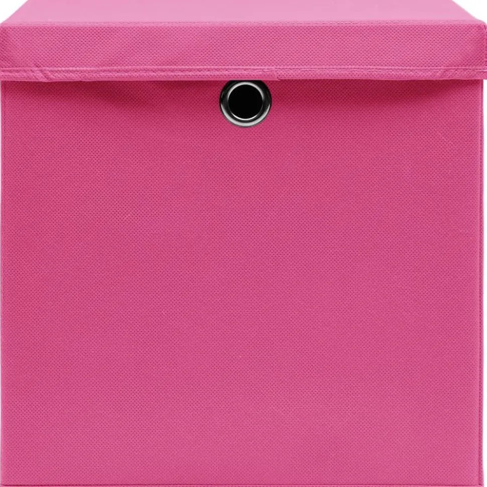 Säilytyslaatikot kansilla 10 kpl 28x28x28 cm pinkki