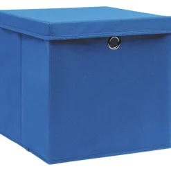 Säilytyslaatikot kansilla 10 kpl 28x28x28 cm sininen