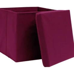 Säilytyslaatikot kansilla 10 kpl 28x28x28 cm tummanpunainen