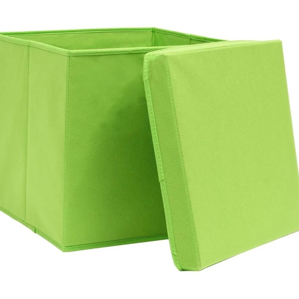 Säilytyslaatikot kansilla 4 kpl 28x28x28 cm vihreä