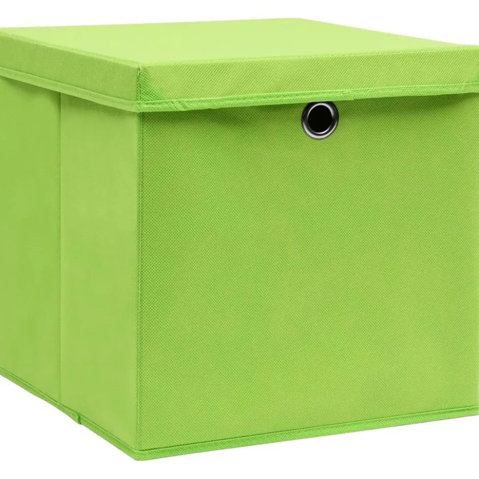 Säilytyslaatikot kansilla 10 kpl 28x28x28 cm vihreä