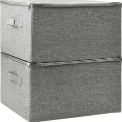 Säilytyslaatikot 2 kpl kangas 43x34x23 cm kerma